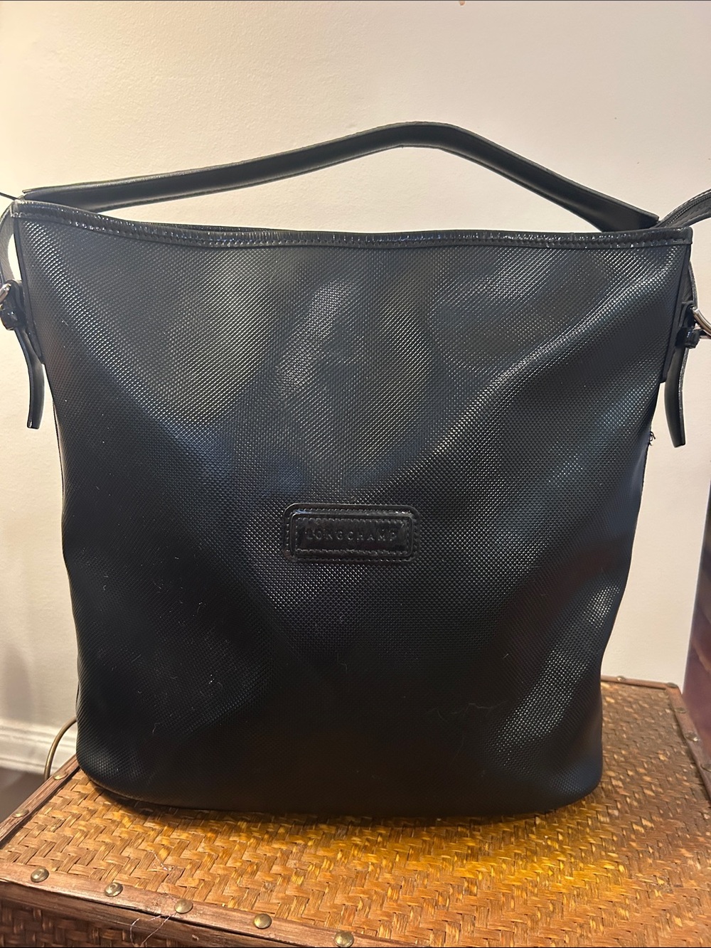 Longchamp Black Textured Bag